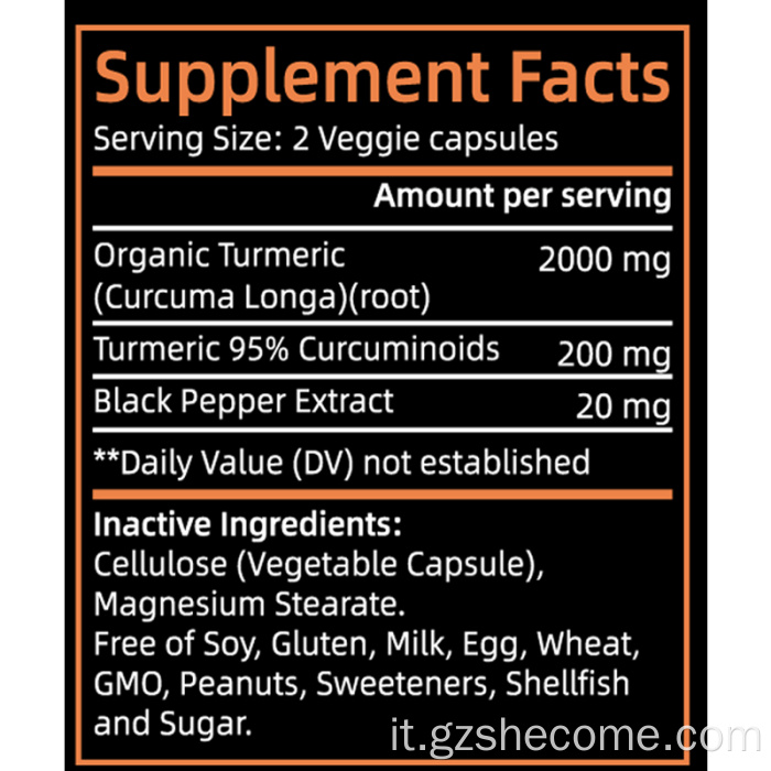 Curcumina Curcuma Integratori di curcumina ad assorbimento aumentato